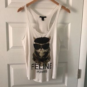 French cat Razorback tank top